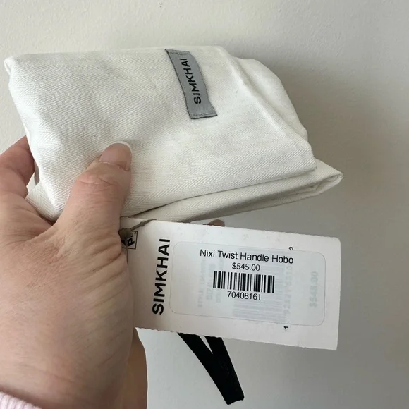 SIMKHAI Nixi Twist Handle Hobo Bag Black Leather Gold Hardware Dust Bag - Picture 5 of 6